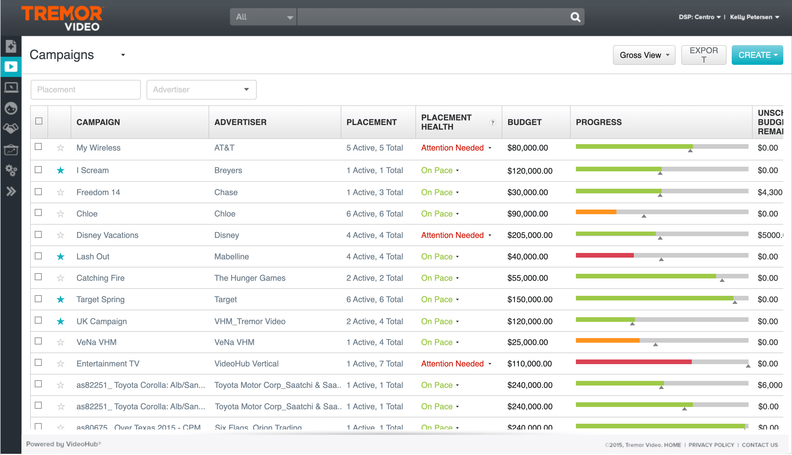 Final UI — campaign list