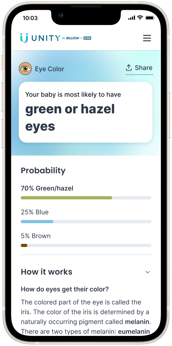 BabyPeek eye color trait screen